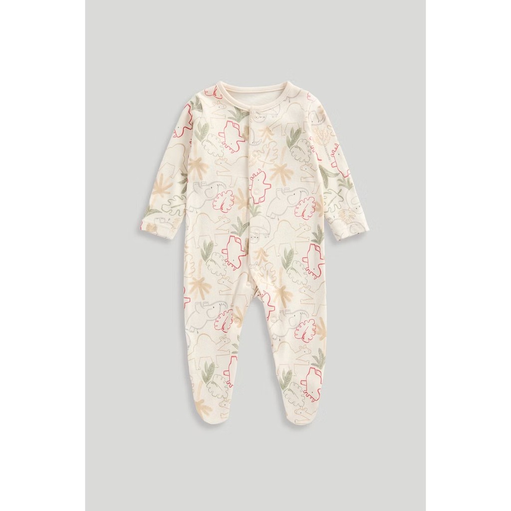 Mothercare 3 Pack Animal Yoga Sleepsuits - Baju Tidur Bayi Laki-laki (Krem) - Gambar 4