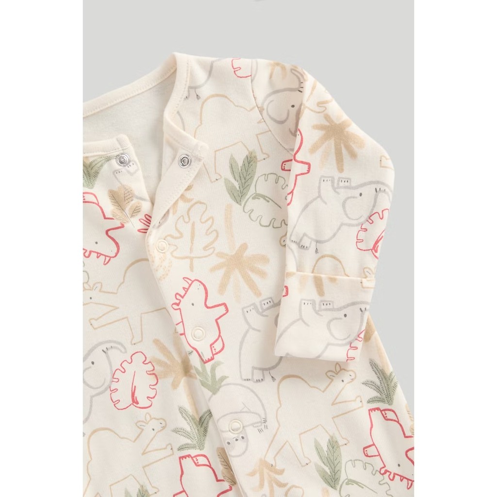Mothercare 3 Pack Animal Yoga Sleepsuits - Baju Tidur Bayi Laki-laki (Krem) - Gambar 6