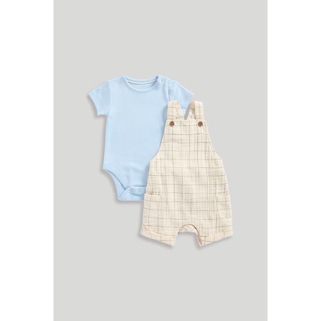 Mothercare My First Bibshorts and Bodysuit Set - Set Baju Bayi Laki-laki (Biru) - Gambar 3