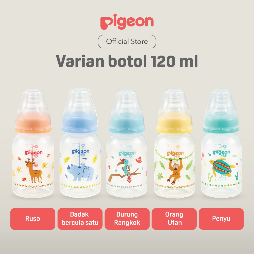Pigeon Botol Slim Neck PP RP 120ml Motif Hewan Langka - Botol Susu Bayi - Gambar 9