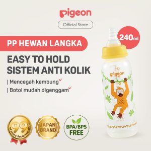 Pigeon Botol Slim Neck PP RP 240ml Motif Hewan Langka - Botol Susu Anak