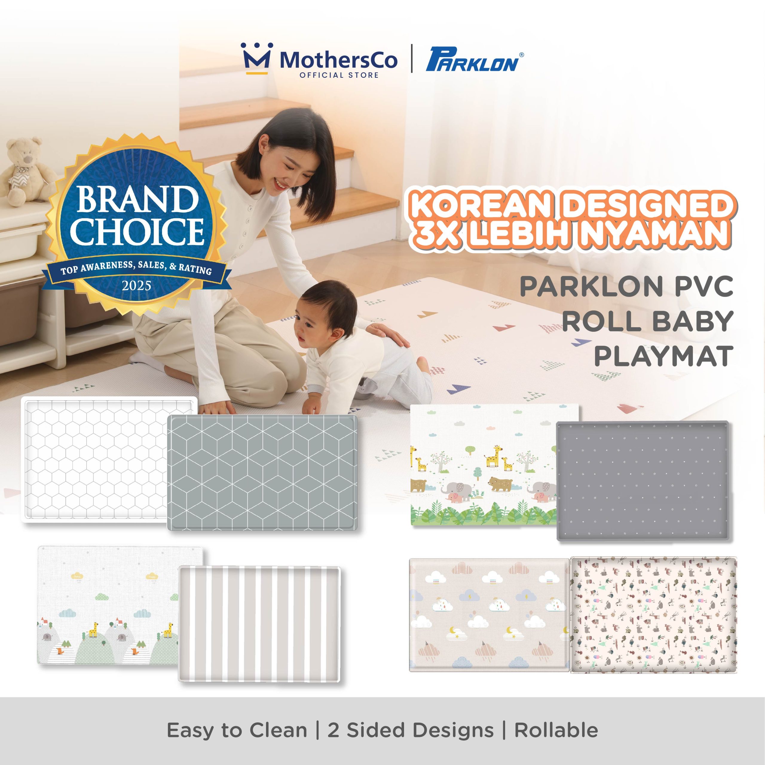 Parklon PVC Roll Playmat Korea - Karpet Matras Bayi Double Side - Gambar 10
