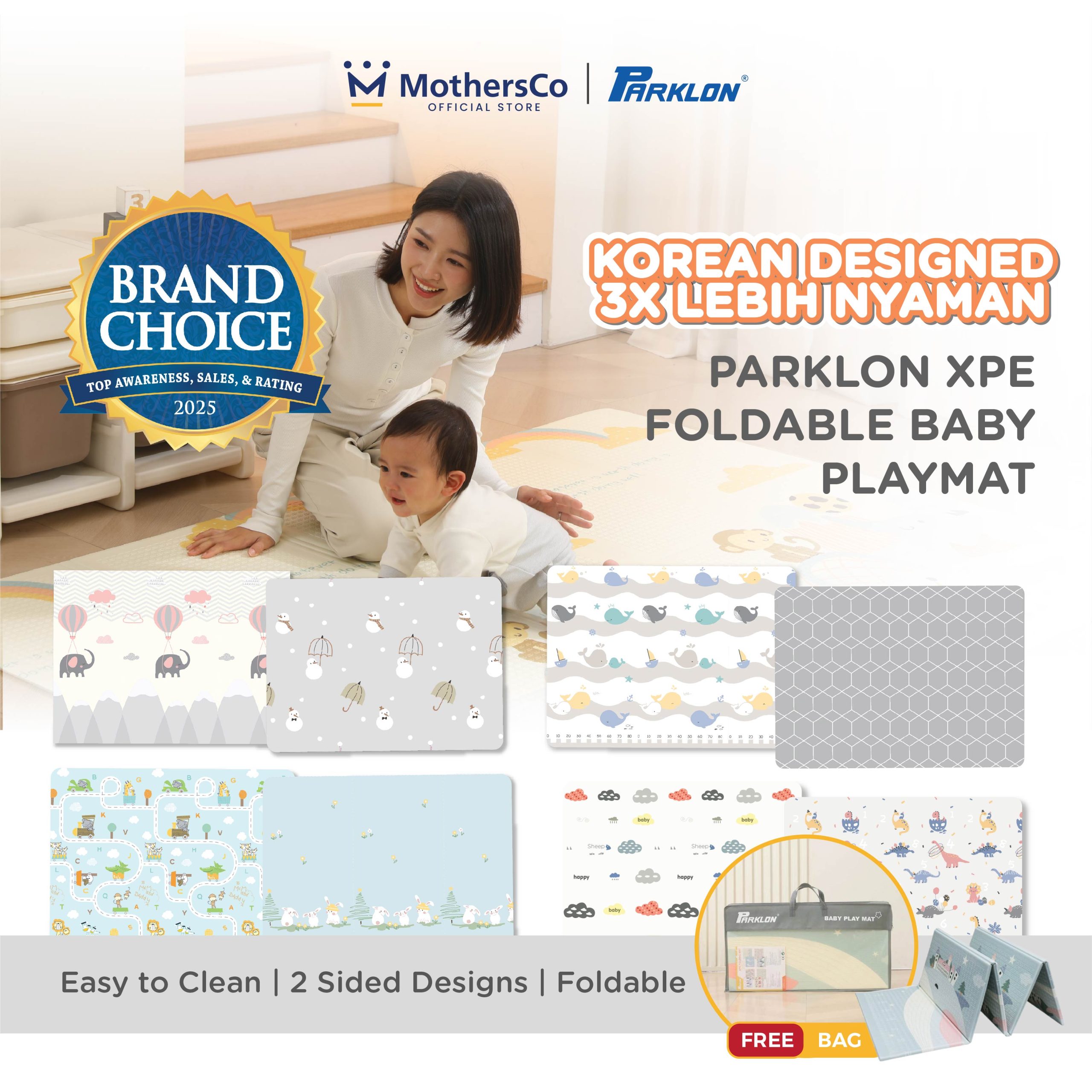 Parklon XPE Fold Playmat Korea - Matras Lipat Bayi Waterproof - Gambar 9