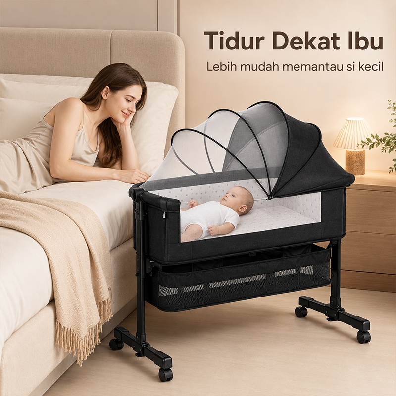 Playpark Box Bayi Portabel - Tempat Tidur Goyang Lipat Multifungsi - Gambar 4