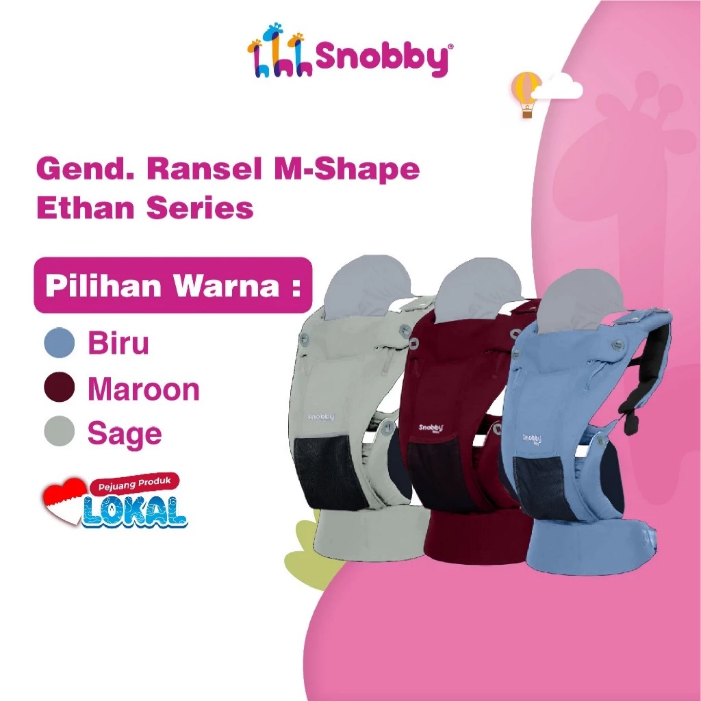 Snobby Gendongan Bayi Ransel M-Shape Ethan Series Ergonomis - Gambar 2