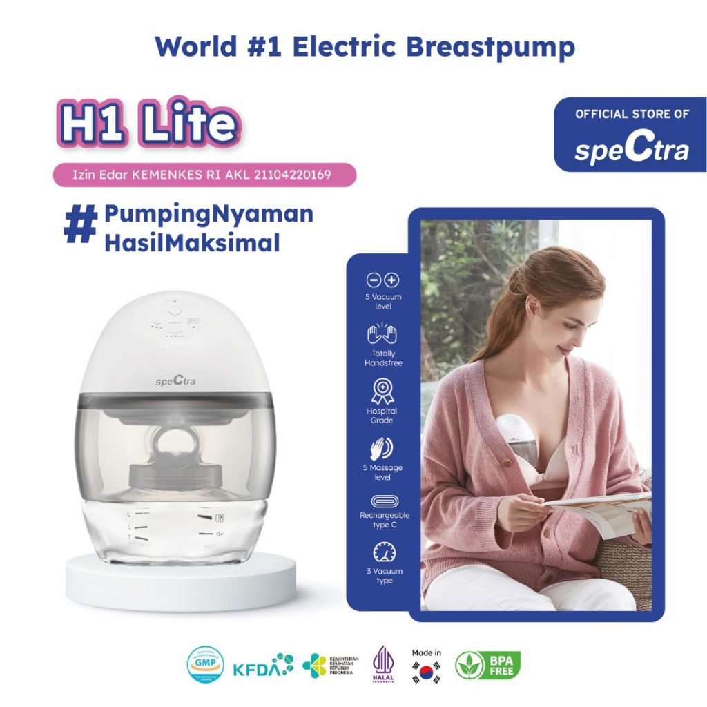 Pompa ASI Elektrik Tanpa Kabel Spectra H1 Lite Handsfree