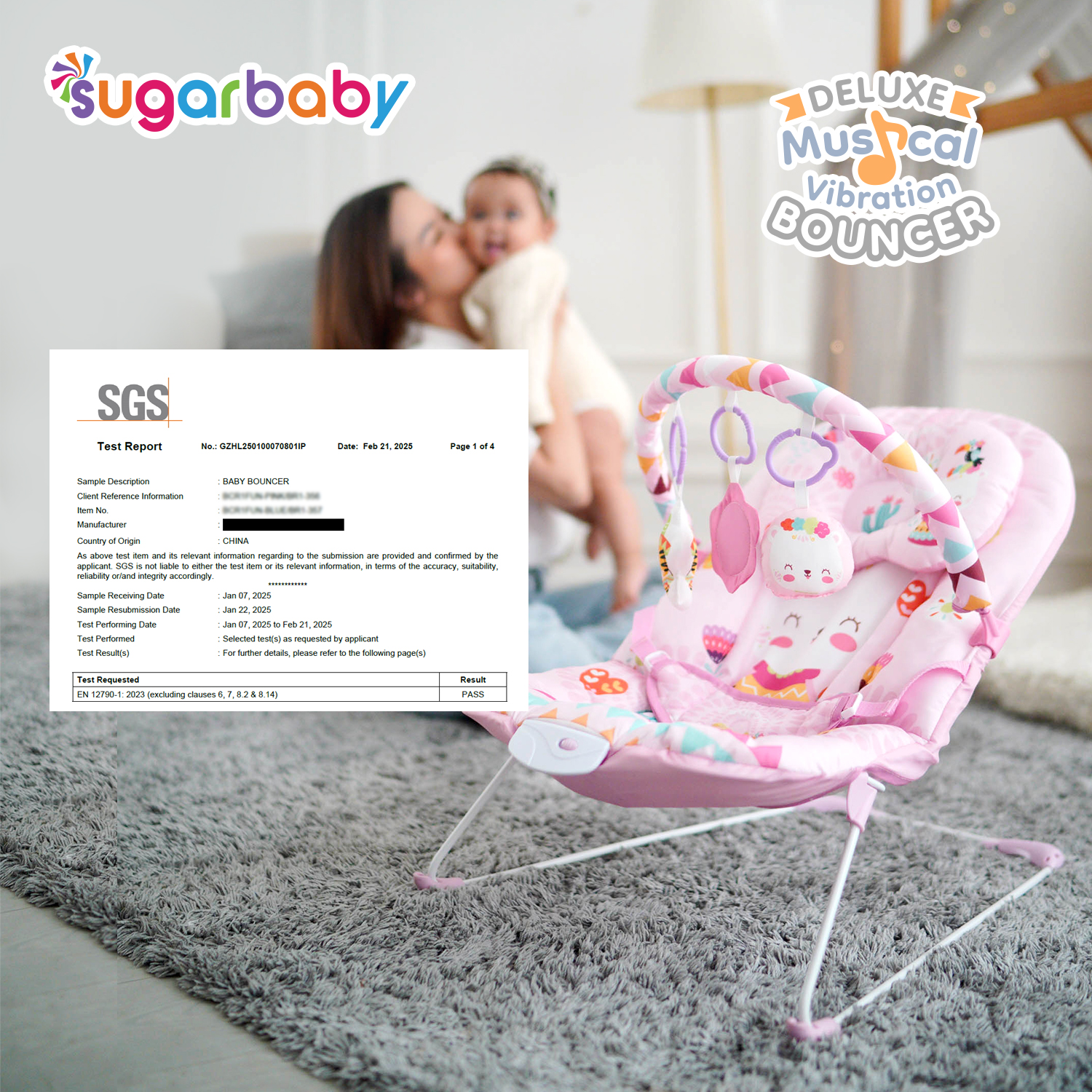 Sugarbaby New Deluxe Musical Bouncer - Bouncer Bayi Getar & Musik - Gambar 10