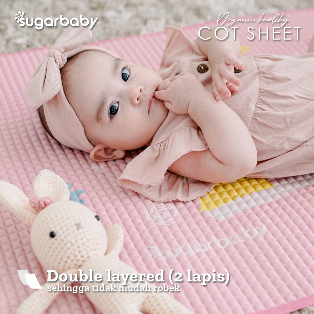 Sugar Baby Organic Healthy Cot Sheet /Perlak Karet Organik/Perlak Bayi - Gambar 2