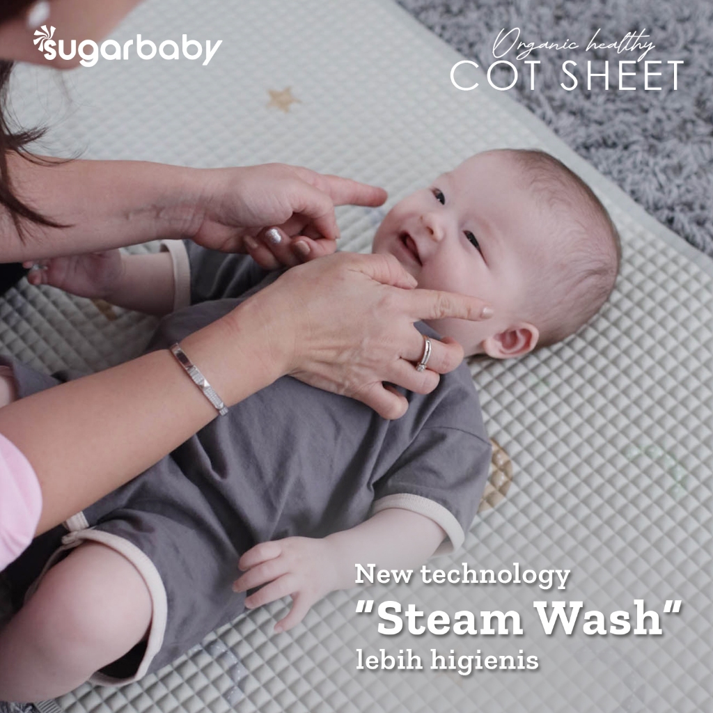 Sugar Baby Organic Healthy Cot Sheet /Perlak Karet Organik/Perlak Bayi - Gambar 4