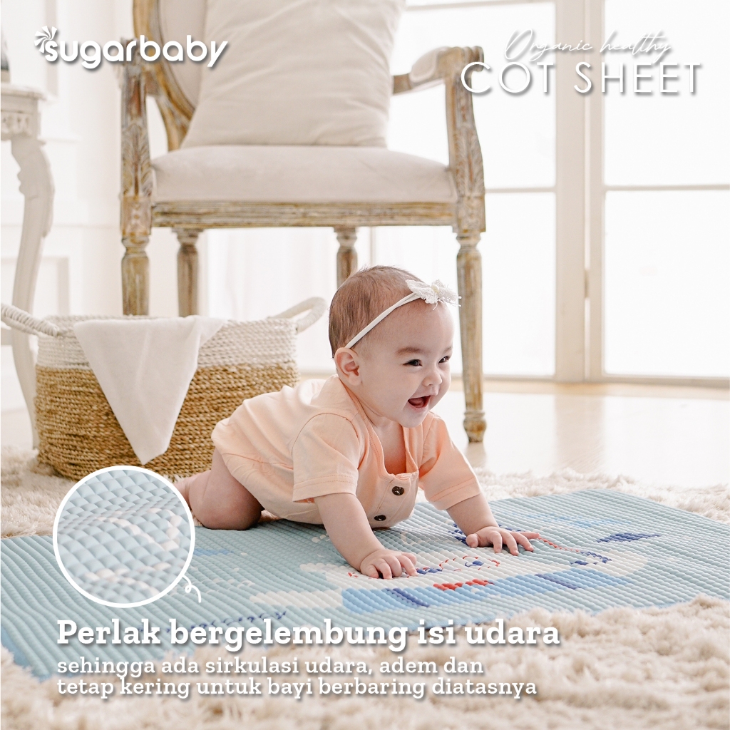 Sugar Baby Organic Healthy Cot Sheet /Perlak Karet Organik/Perlak Bayi - Gambar 9