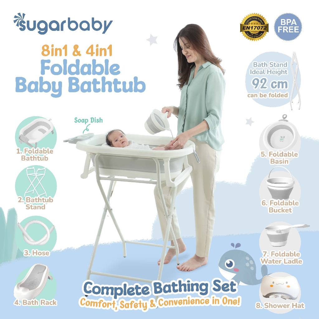 Sugar Baby Foldable Standing Bathtub - Bak Mandi Thermometer Digital