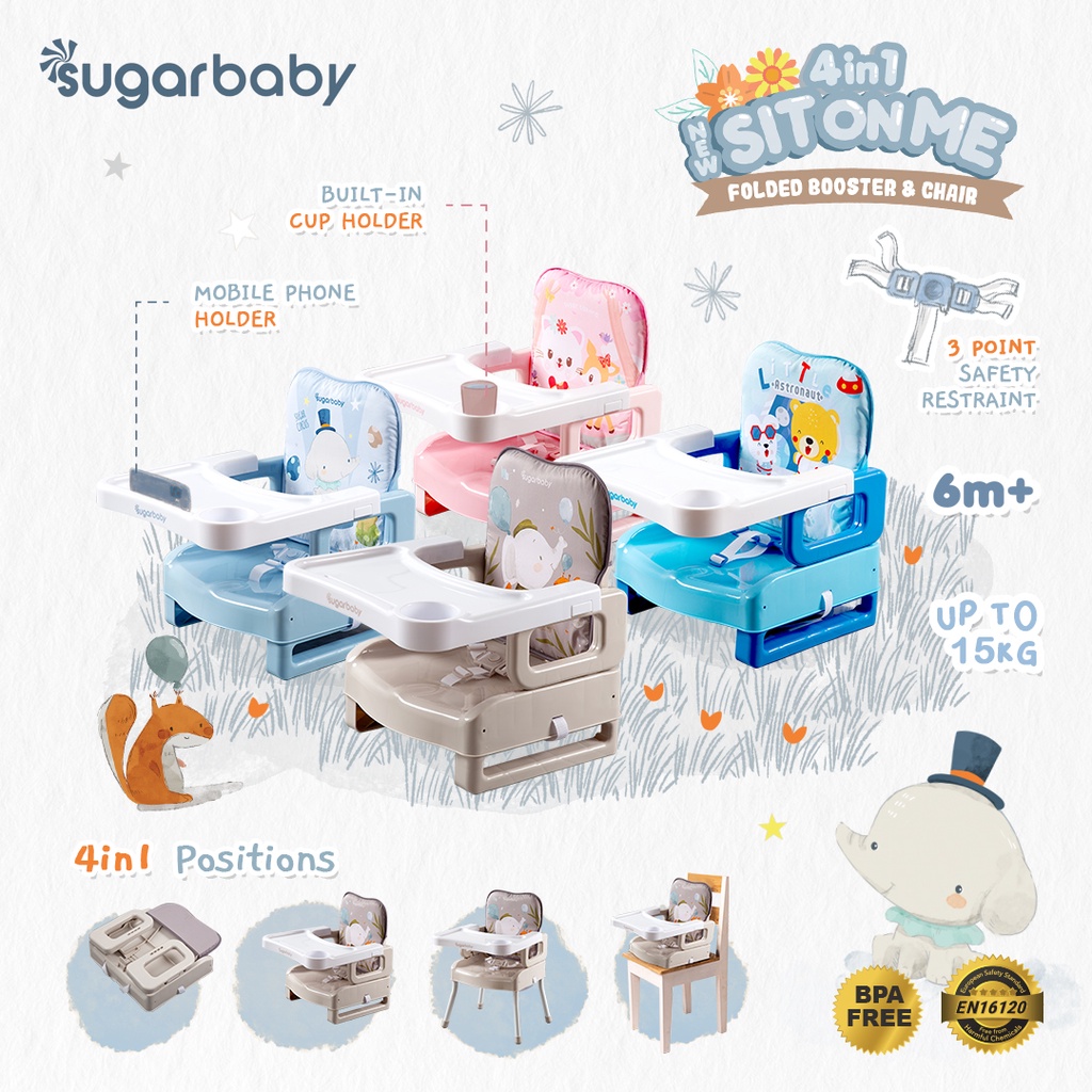 Sugarbaby 4in1 SitOnMe Folded Booster Chair - Kursi Makan Bayi Lipat Compact