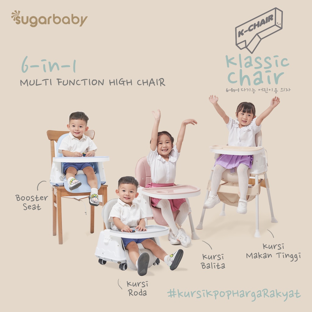 Sugarbaby K-Chair 6in1 Multifunction High Chair - Kursi Makan Anak & Booster Seat - Gambar 3