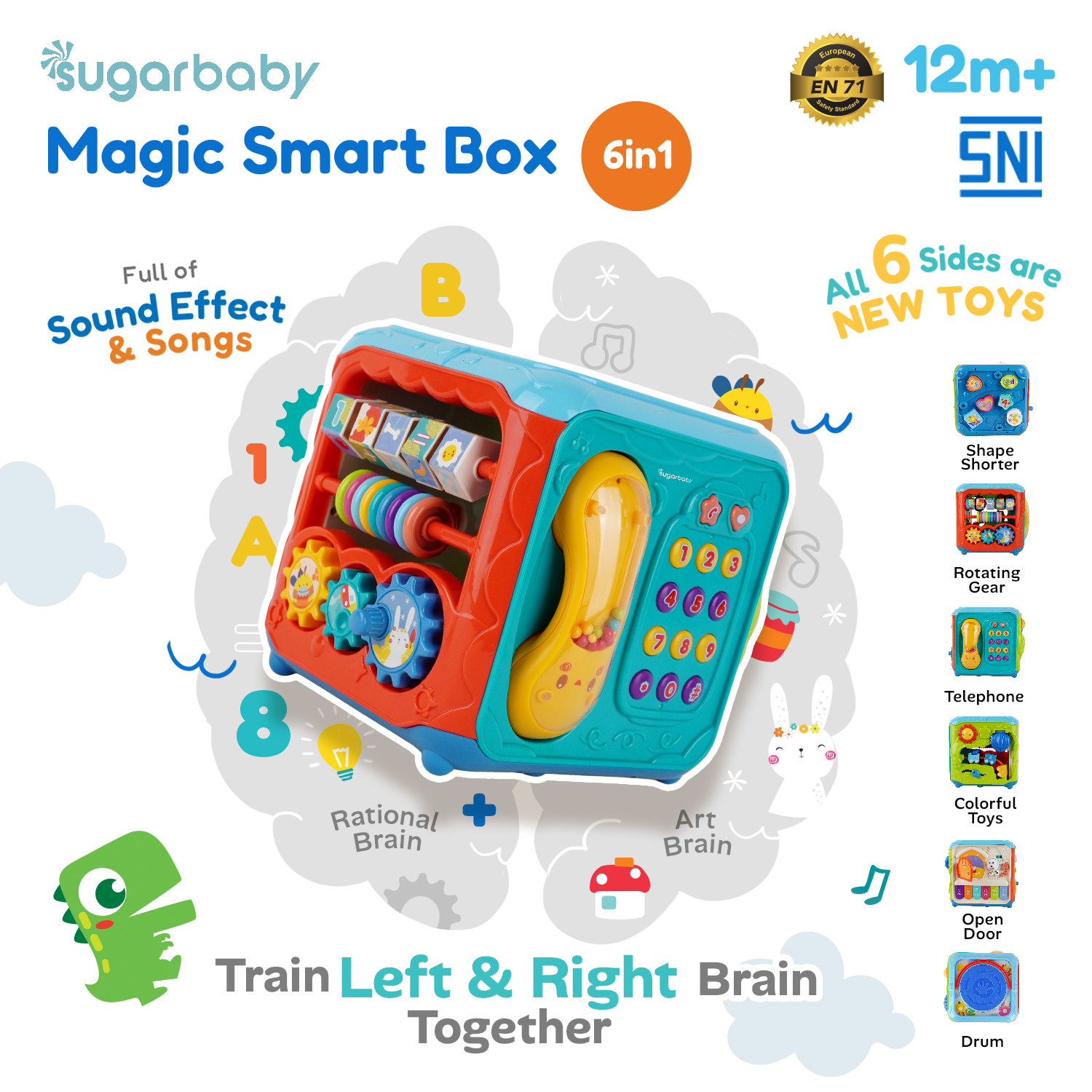 Sugarbaby Magic Smart Box 6in1 Toys Mainan Edukasi Bayi 12 Bulan+ Montessori Busybox Musik Sensorik & Motorik - Gambar 10