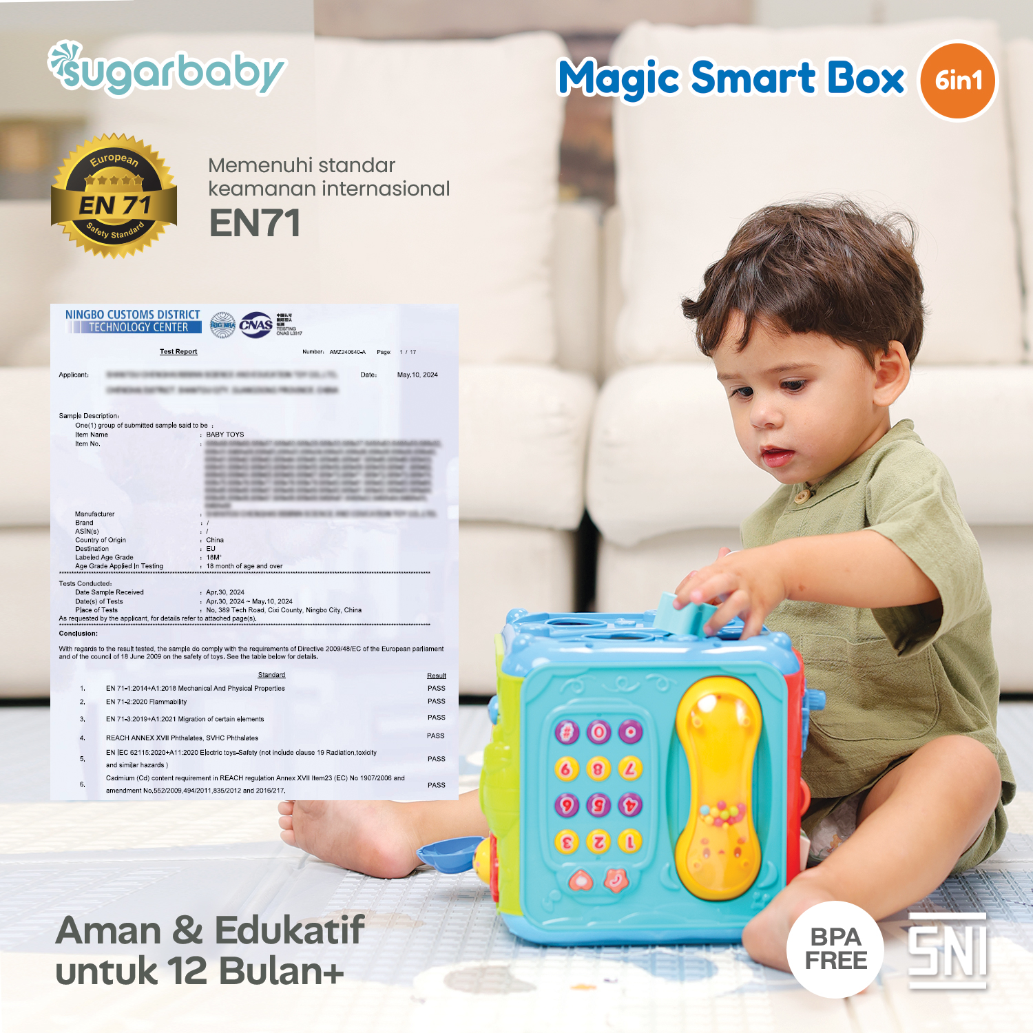 Sugarbaby Magic Smart Box 6in1 Toys Mainan Edukasi Bayi 12 Bulan+ Montessori Busybox Musik Sensorik & Motorik - Gambar 11