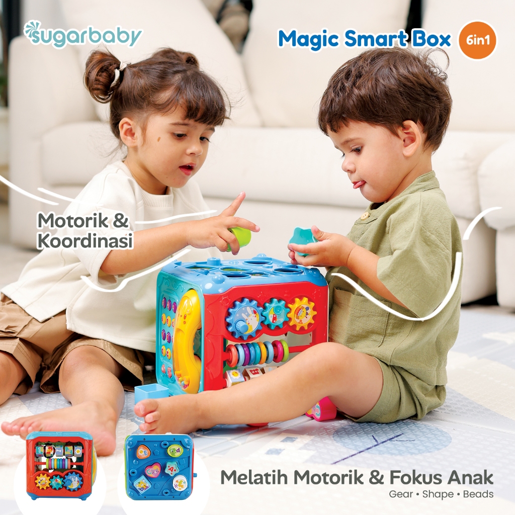 Sugarbaby Magic Smart Box 6in1 Toys Mainan Edukasi Bayi 12 Bulan+ Montessori Busybox Musik Sensorik & Motorik - Gambar 6