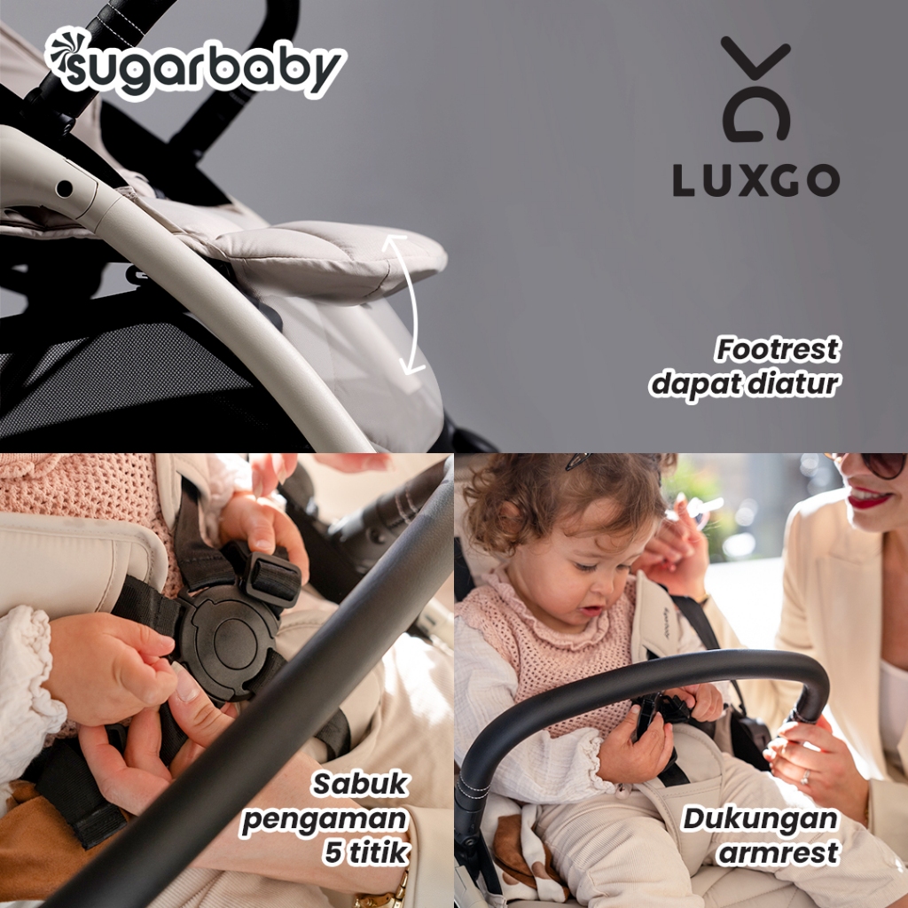 Sugarbaby Stroller Luxgo - Kereta Dorong Bayi Autofold Lipat Otomatis - Gambar 5