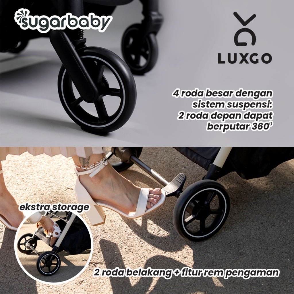 Sugarbaby Stroller Luxgo - Kereta Dorong Bayi Autofold Lipat Otomatis - Gambar 7