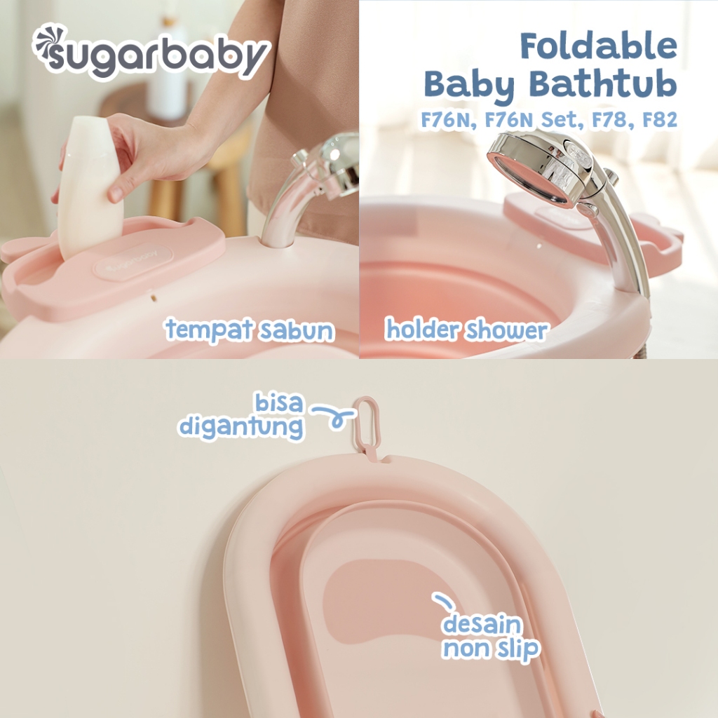 Sugarbaby Foldable Standing Baby Bathtub - Bak Mandi Lipat Sensor Panas - Gambar 4