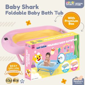 BEBE SMART Baby Shark Foldable Bath Tub Bak Mandi Bayi Lipat Digital Thermometer Anti Slip