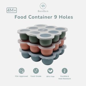 BENBEN Silicone Food Container Cube Tray 9 Holes - Cetakan Wadah MPASI Silikon