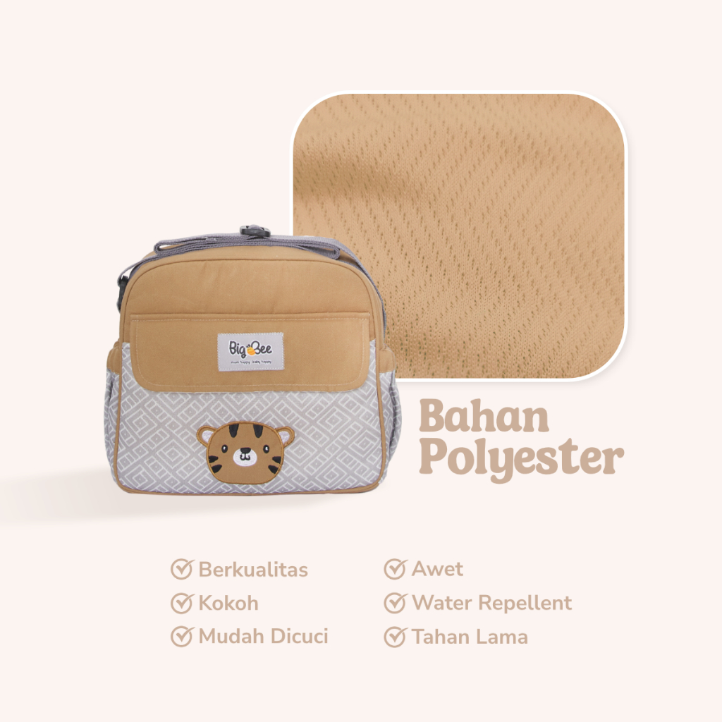 Big Bee Tas Bayi Selempang Kecil Tiger Series Water Repellent Multisekat - Gambar 7