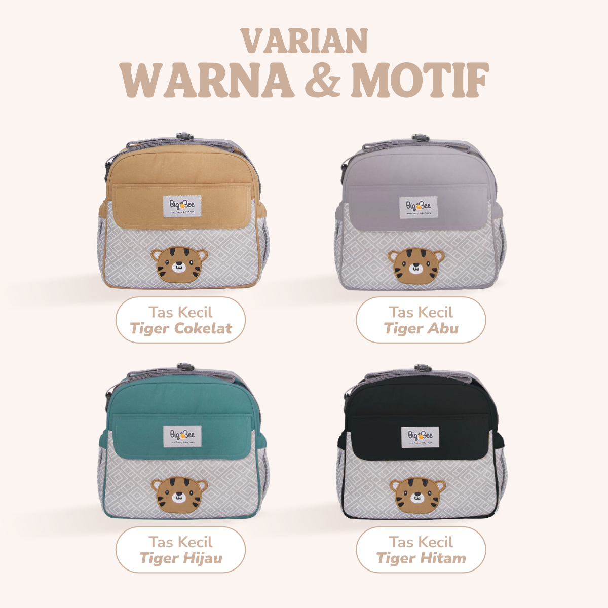 Big Bee Tas Bayi Selempang Kecil Tiger Series Water Repellent Multisekat - Gambar 13