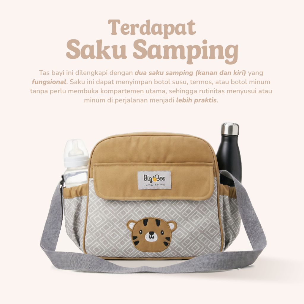 Big Bee Tas Bayi Selempang Kecil Tiger Series Water Repellent Multisekat - Gambar 14