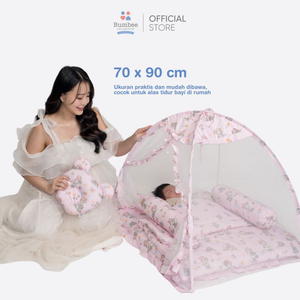 Bumbee Collection Kasur Set Bayi Multifungsi + Kelambu Anti Nyamuk & Bantal Anti Peyang Complete Set - Gambar 4