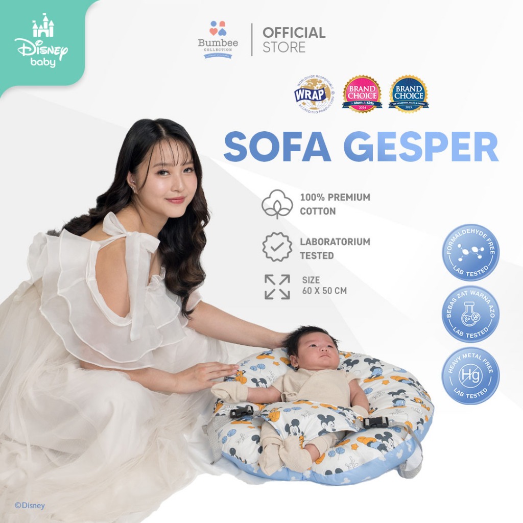 Bumbee Collection Sofa Bayi Gesper Multiguna Alas Duduk dan Menyusui Katun Premium