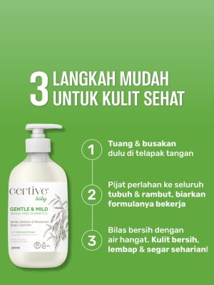 CERTIVE Gentle Mild Wash Shampoo Bayi 2in1 300ml Sabun Sampo Sensitif (3)