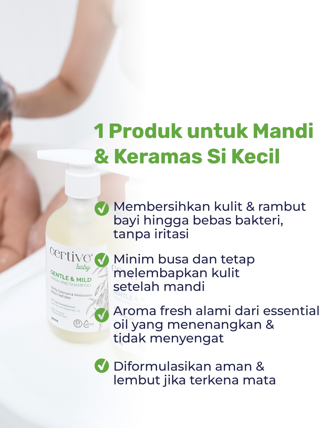 CERTIVE Gentle Mild Wash Shampoo Bayi 2in1 300ml Sabun Sampo Sensitif No SLS - Gambar 5