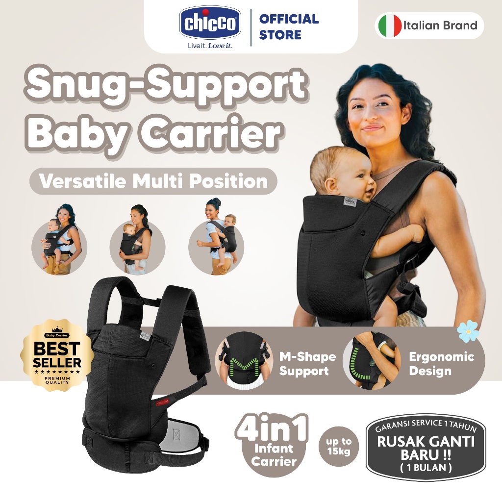 Chicco Snug Support 4in1 Baby Carrier - Gendongan M-Shape Newborn