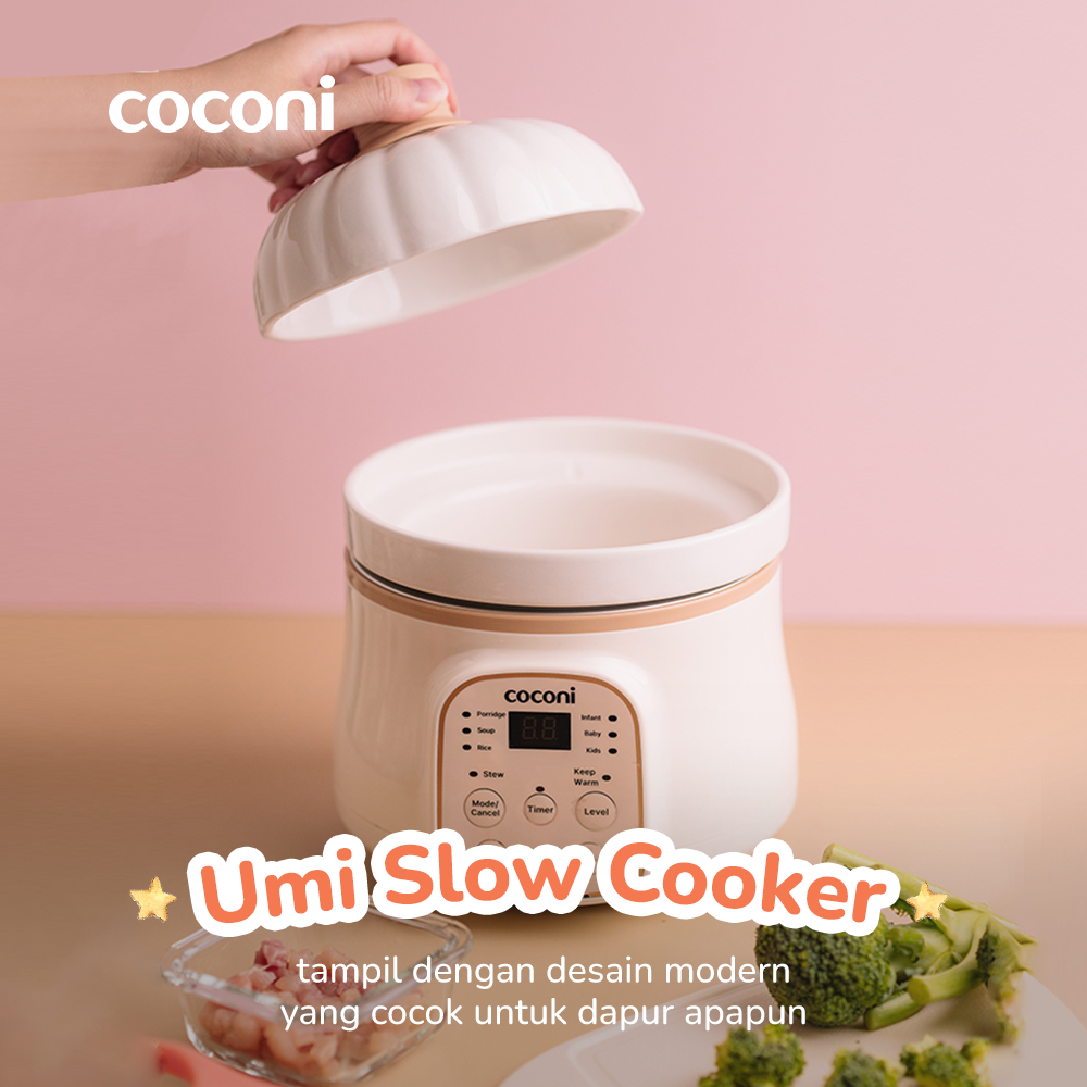COCONI Umi Slow Cooker Digital 1L Pot Keramik MPASI Bayi Anti Overheat - Gambar 3