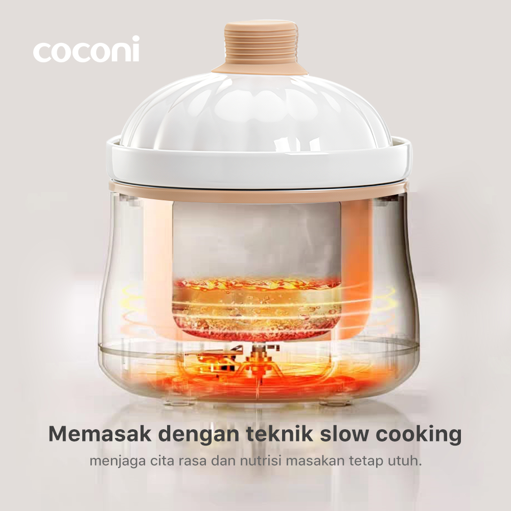 COCONI Umi Slow Cooker Digital 1L Pot Keramik MPASI Bayi Anti Overheat - Gambar 6