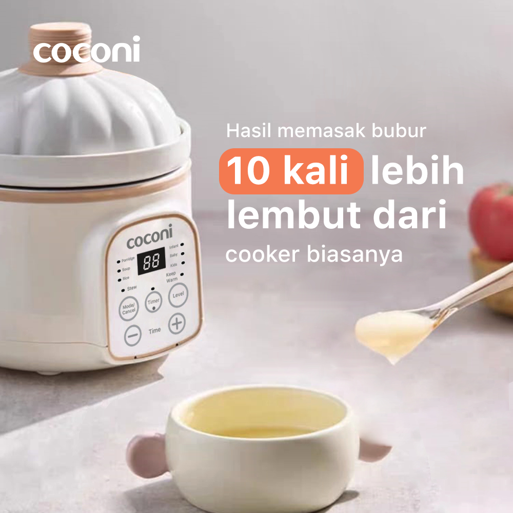 COCONI Umi Slow Cooker Digital 1L Pot Keramik MPASI Bayi Anti Overheat - Gambar 7
