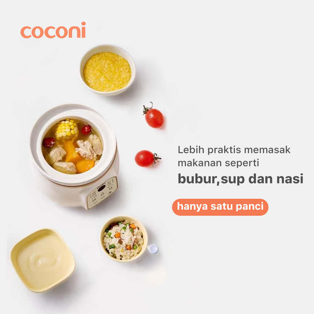 COCONI Umi Slow Cooker Digital 1L Pot Keramik MPASI Bayi Anti Overheat - Gambar 8
