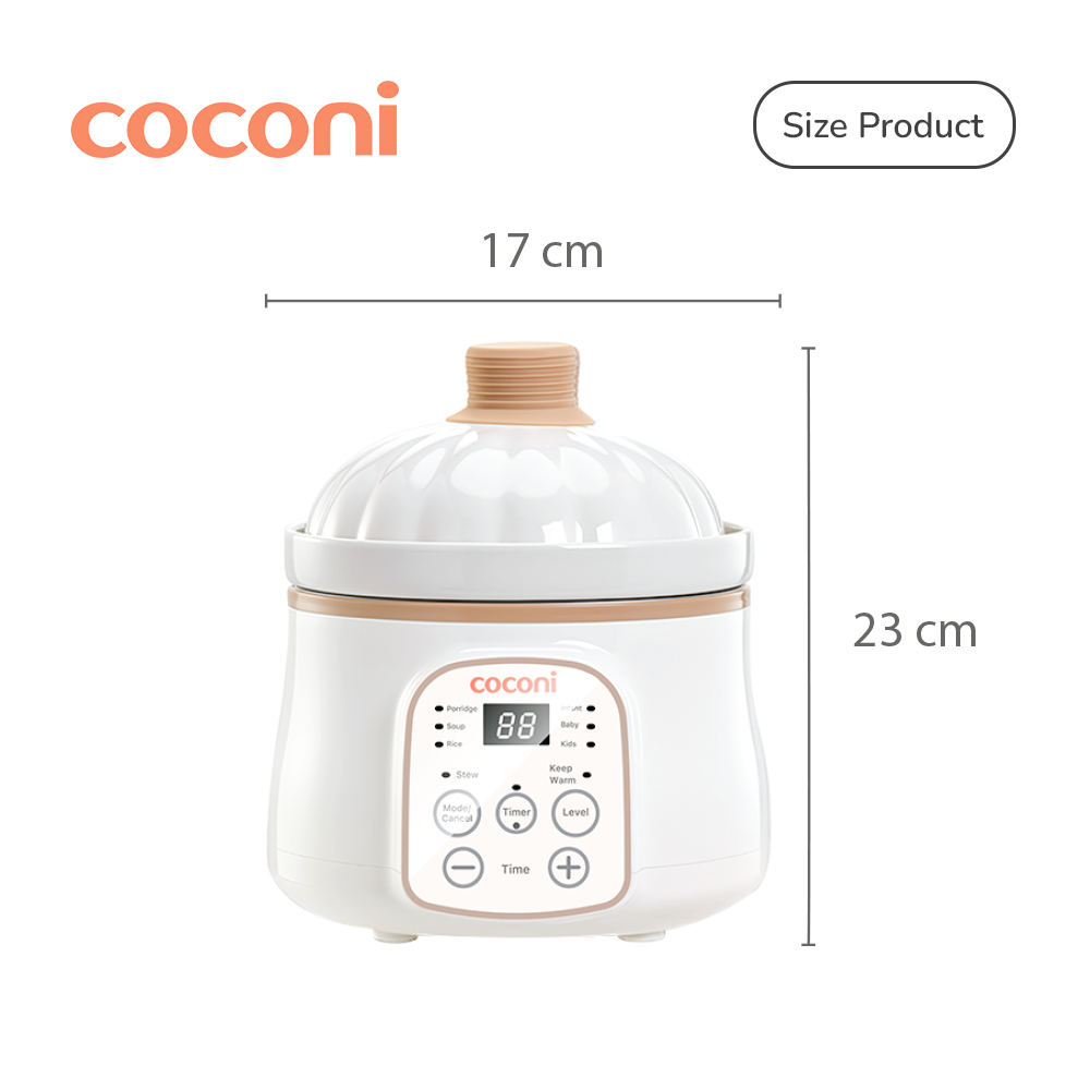 COCONI Umi Slow Cooker Digital 1L Pot Keramik MPASI Bayi Anti Overheat - Gambar 9