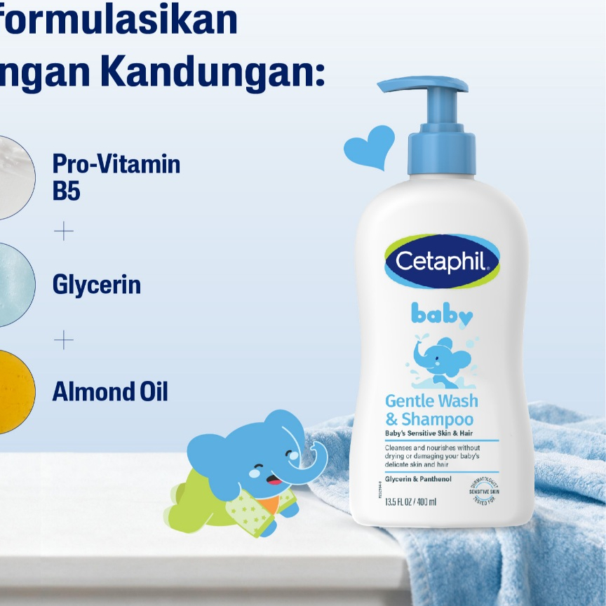Cetaphil Baby Gentle Wash and Shampoo 400ml Panthenol Glycerin - Gambar 2