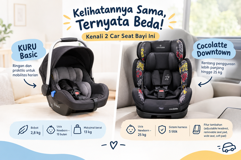 Kelihatannya Sama, Ternyata Beda! Kenali 2 Car Seat Bayi Ini