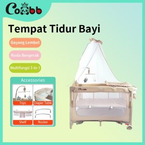 Boks Bayi Portabel Sidebed Multifungsi Tempat Tidur Anak Lipat Kasur Ayunan Musik - COCOBB