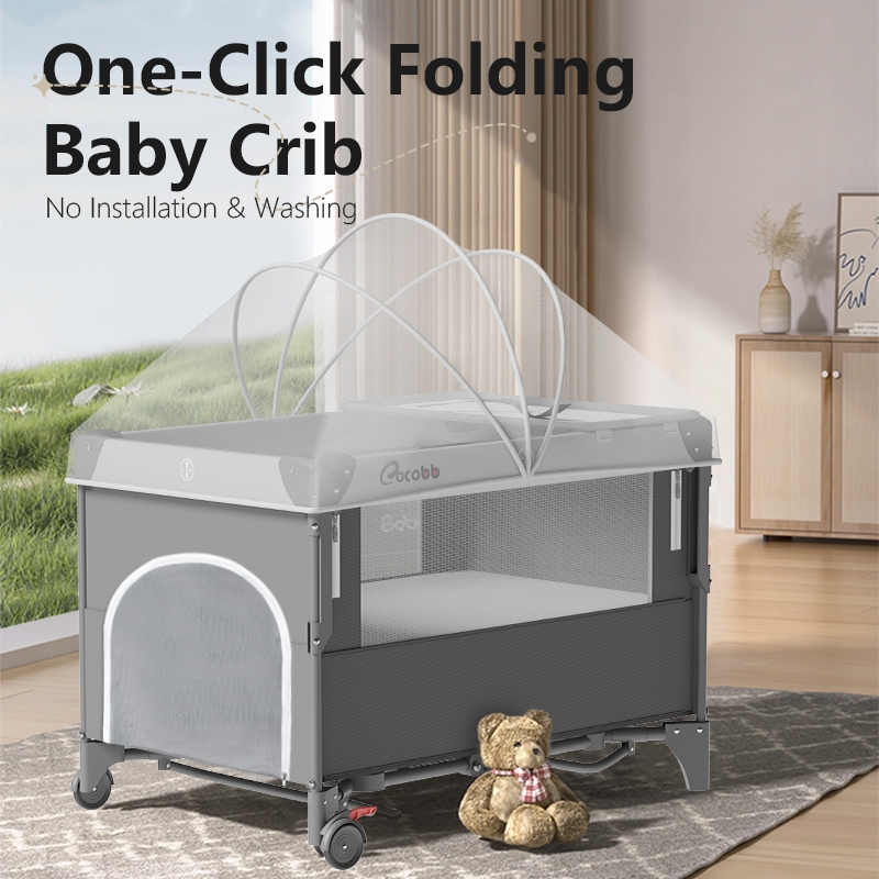 Box Bayi Lipat Portabel Sidebed Tempat Tidur Anak Ayun Multifungsi Plus Kelambu - Cocobb - Gambar 2