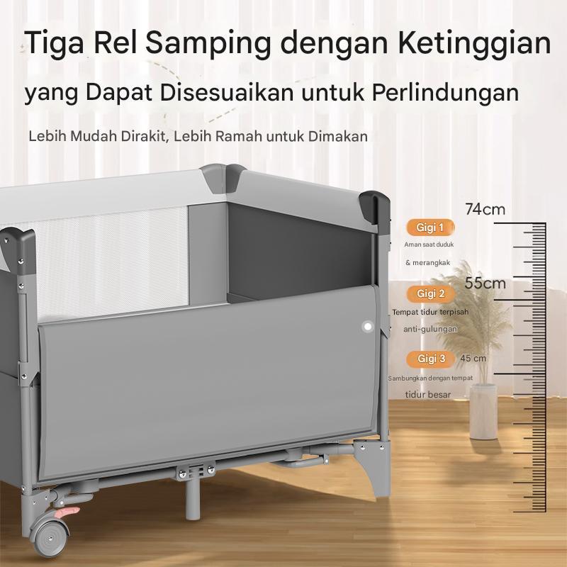 Box Bayi Lipat Portabel Sidebed Tempat Tidur Anak Ayun Multifungsi Plus Kelambu - Cocobb - Gambar 4