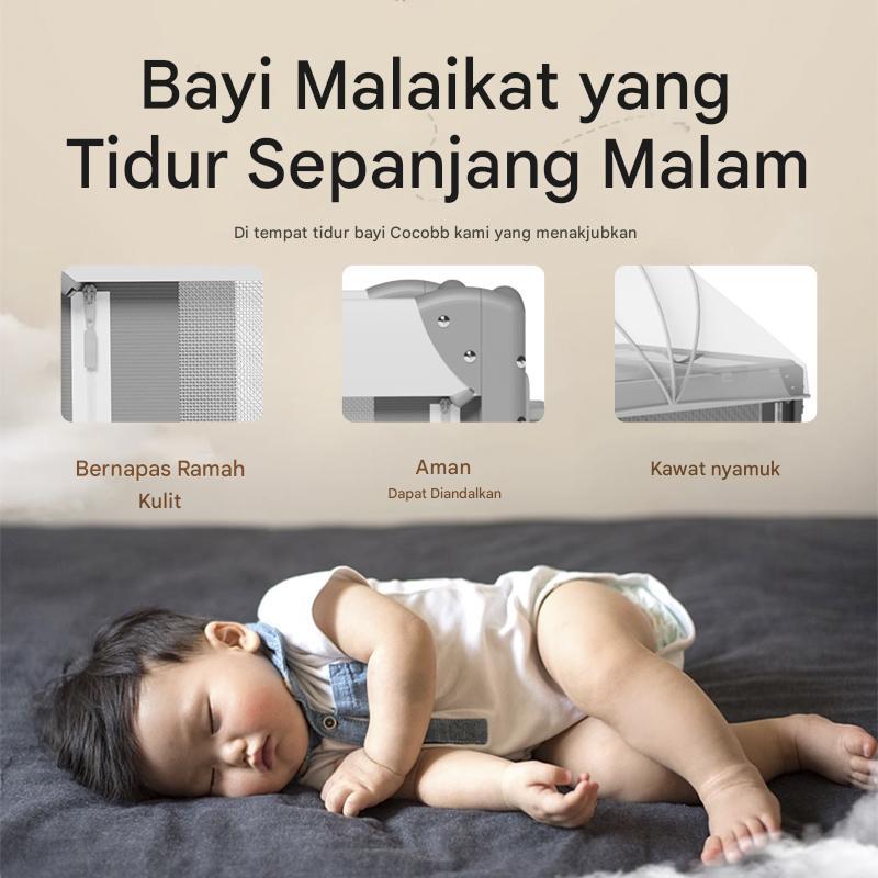 Box Bayi Lipat Portabel Sidebed Tempat Tidur Anak Ayun Multifungsi Plus Kelambu - Cocobb - Gambar 6