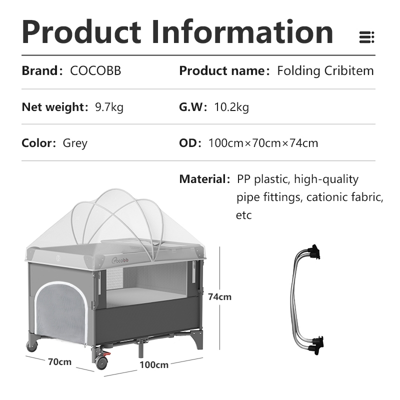 Box Bayi Lipat Portabel Sidebed Tempat Tidur Anak Ayun Multifungsi Plus Kelambu - Cocobb - Gambar 9