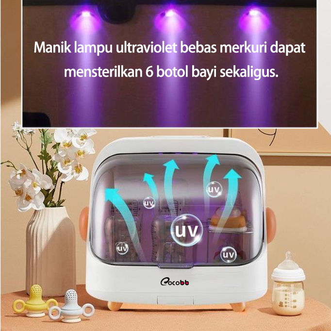 Sterilisator dan Pengering Botol Susu Bayi UV 20L Multifungsi Hemat Listrik - Cocobb - Gambar 3