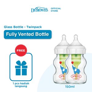 Dr. Brown's Options+ Botol Susu Kaca Wide Neck Anti Kolik Deco Series