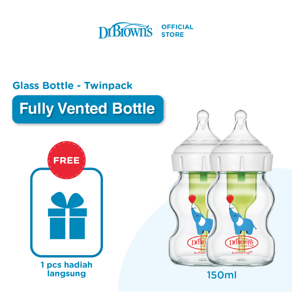 Dr. Brown's Options+ Botol Susu Kaca Wide Neck Anti Kolik Deco Series