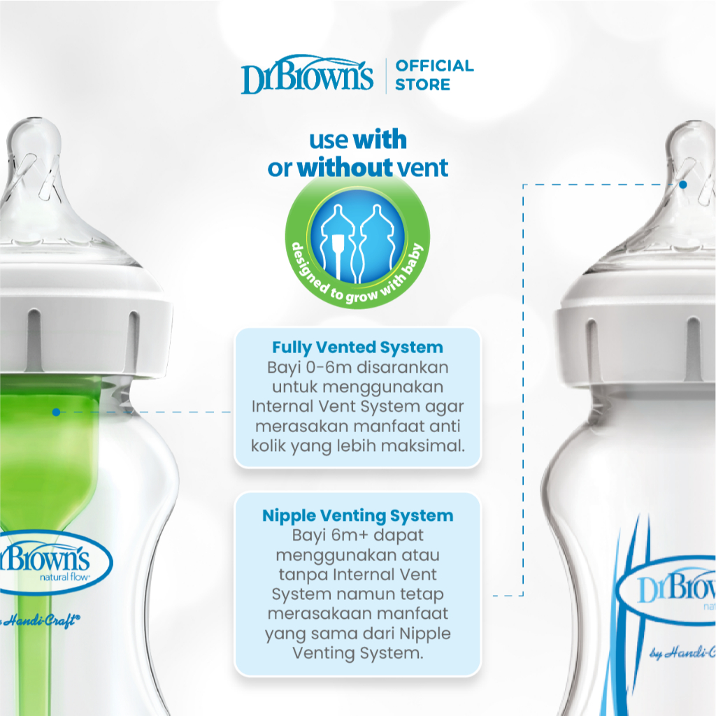 Dr. Brown's Options+ Botol Susu Kaca Wide Neck Anti Kolik Deco Series - Gambar 5