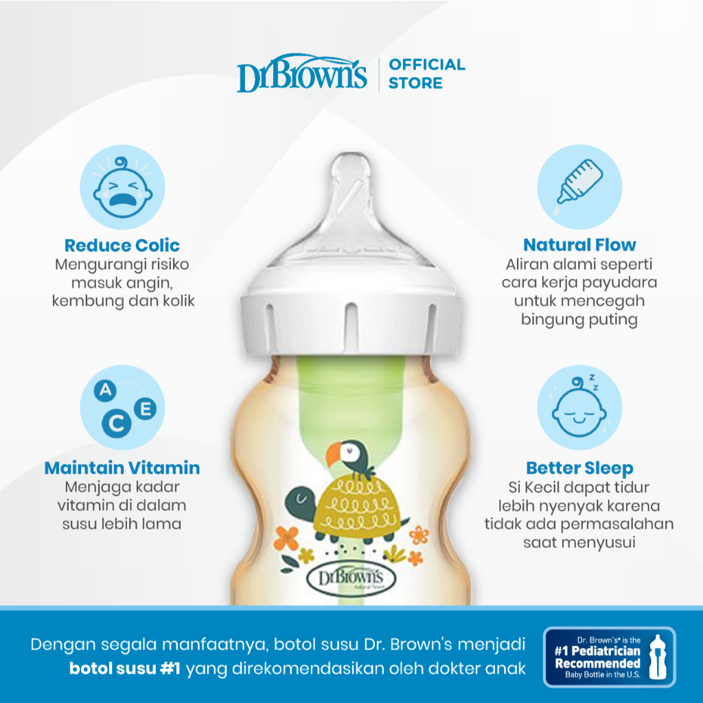Dr. Brown's Options+ Botol Susu PPSU Wide Neck Anti Kolik Deco Series - Gambar 5